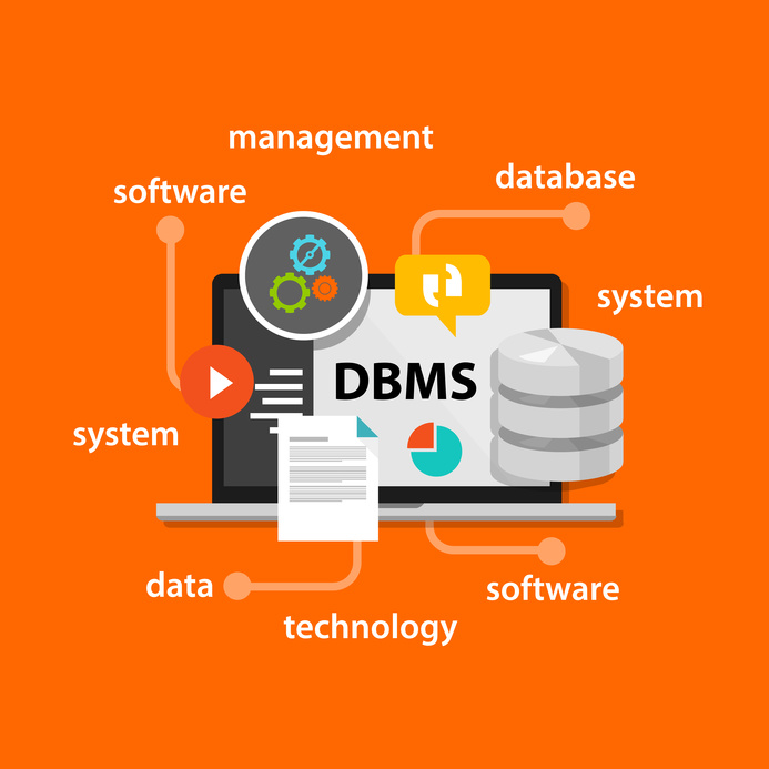dbms database management system concept computer data symbol vector illustration concept flat